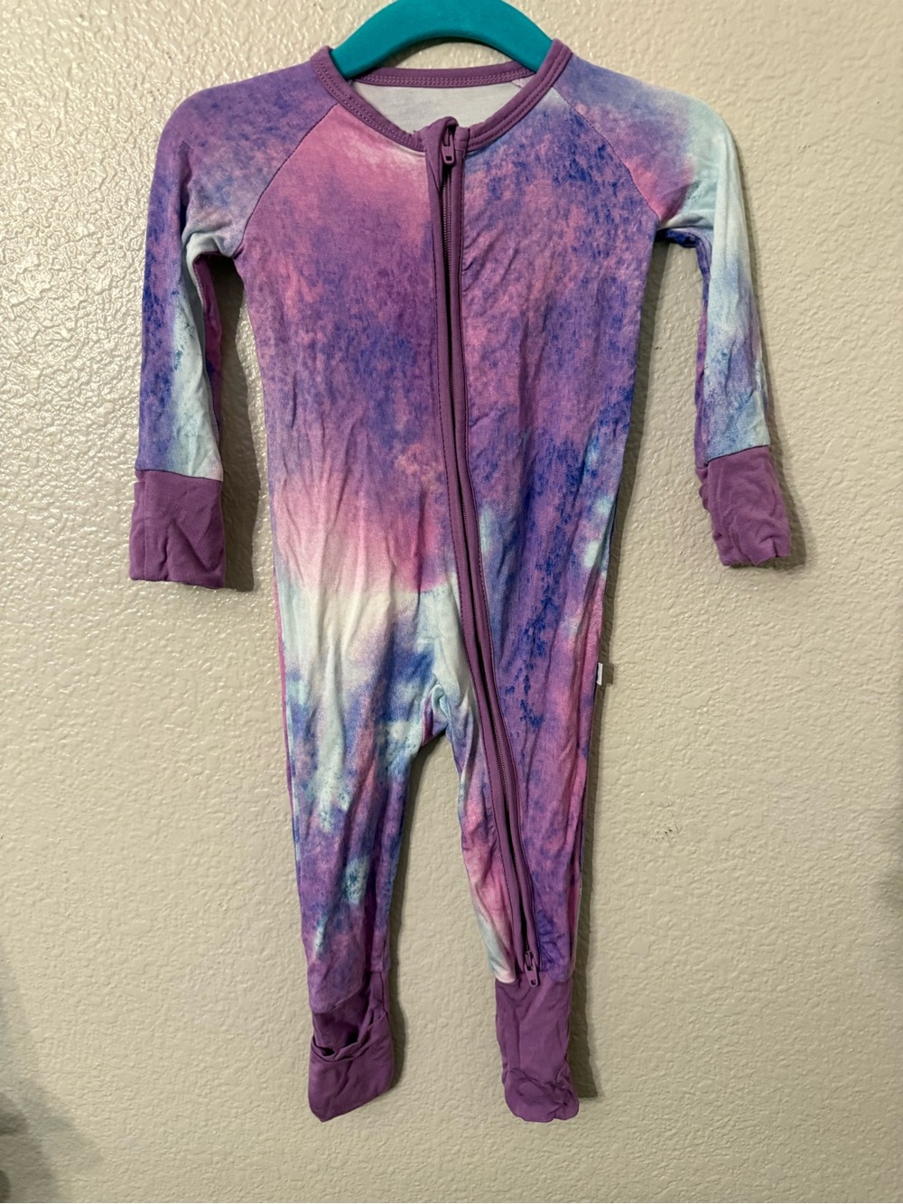 Little Sleepies Purple Tie-Dye Zip Footie Pajama